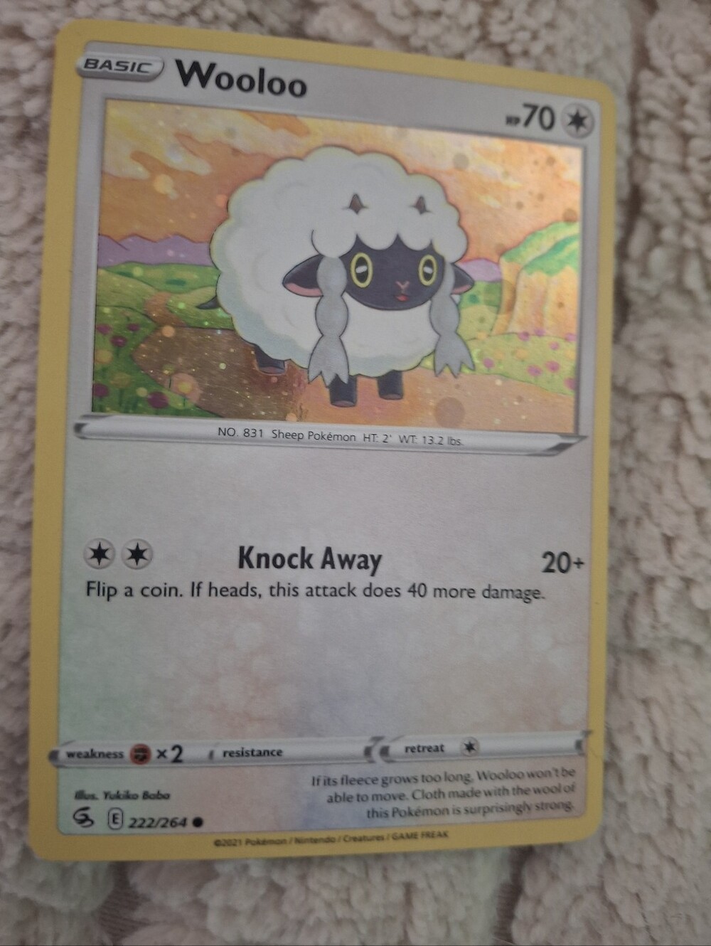 Pokémon TCG Wooloo 222/264 Cosmos Holo Fusion Strike Promo NM/M SWIRL